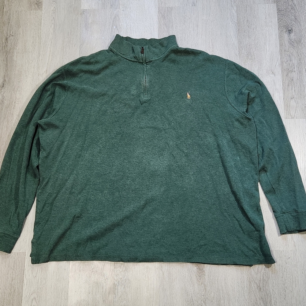 Polo Ralph Lauren Estate Rib 1/4 Sweatshirt Men 3XLT Washed Green Preppy Classic